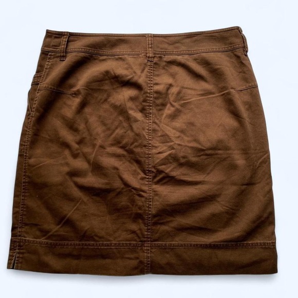 Jones New York Signature Women Y2K Vintage Brown Cotton Cargo Skirt Size 12 Mini - Picture 2 of 6